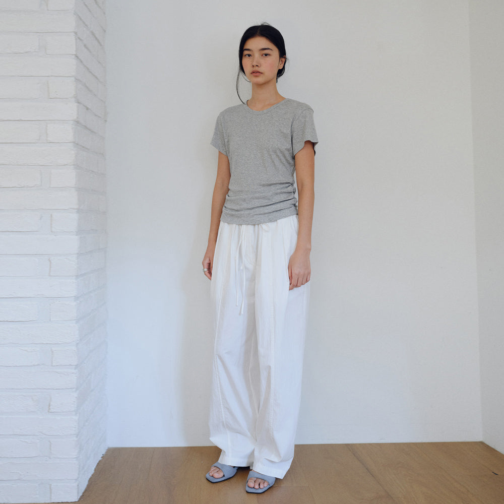 URAGO Tencel shirring half t-shirt_3colors