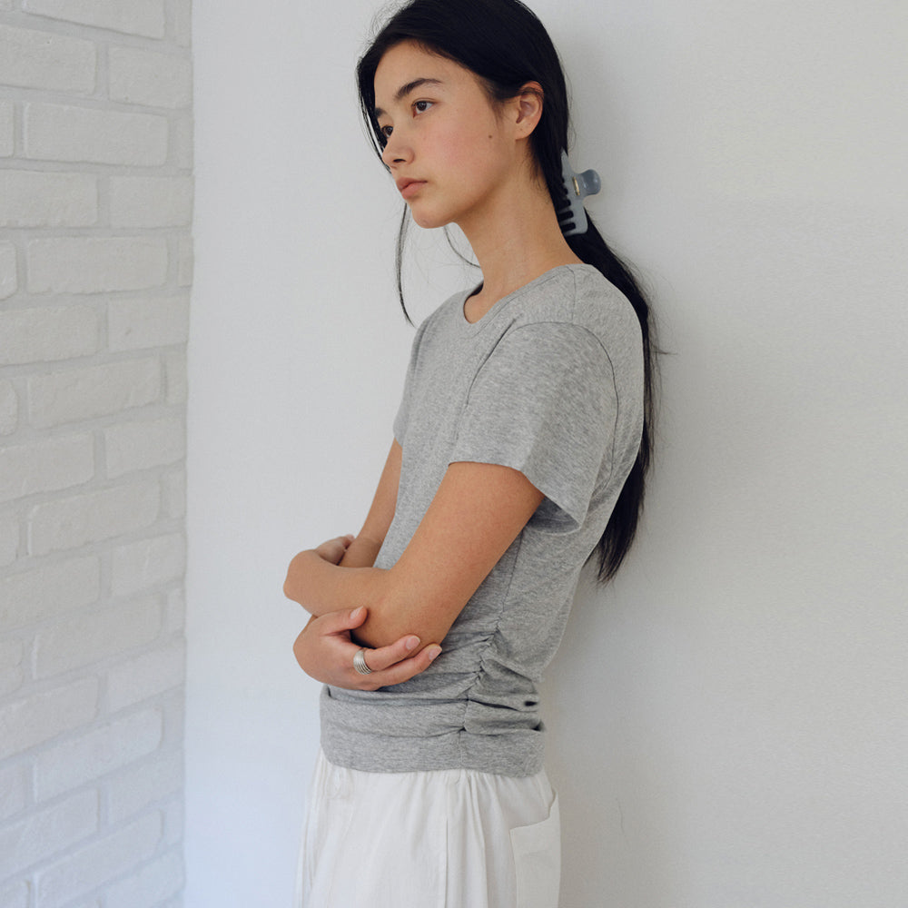 URAGO Tencel shirring half t-shirt_3colors