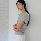 URAGO Tencel shirring half t-shirt_3colors
