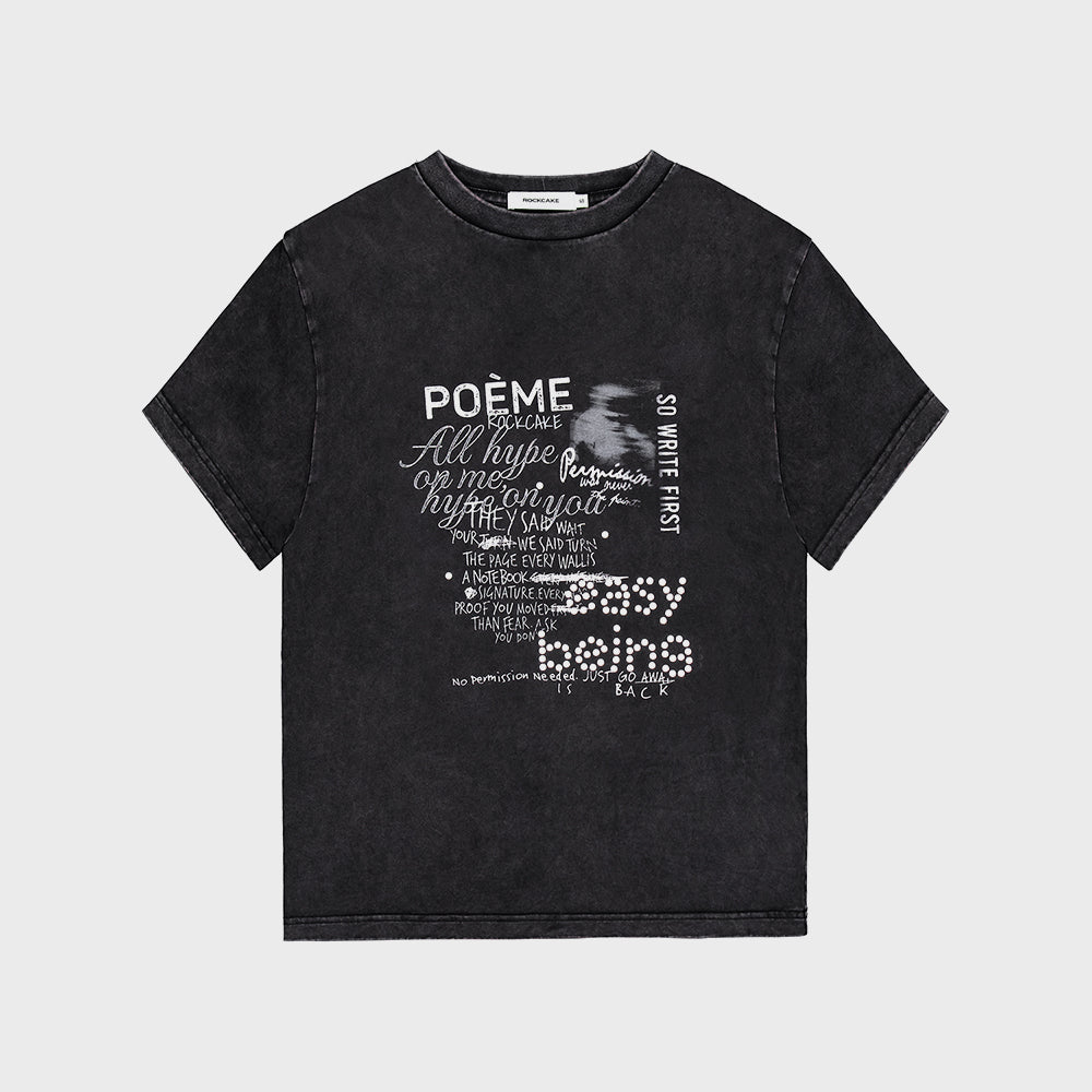 ROCKCAKE Poeme Hotfix Printed Top - Black