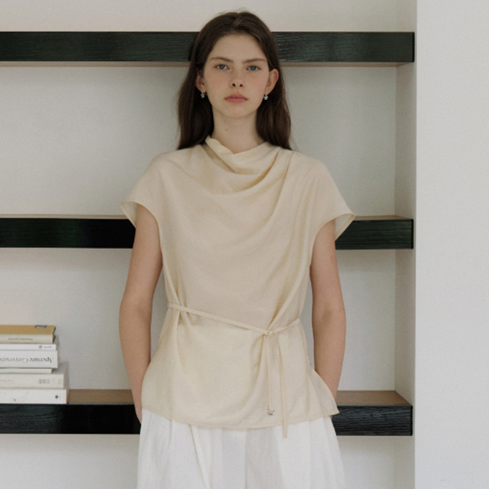 GONGDERINE [2nd]_Nea Drape Blouse (Beige)