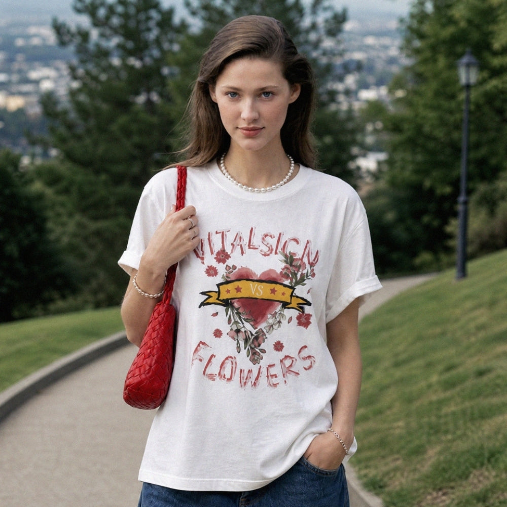 VITALSIGN flower heart graphic t-shirt