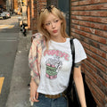 ERER Cropped Popeye Graphic T-Shirt White