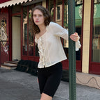 TOAVE Antique Square Neck Ruffle Blouse (Cream)
