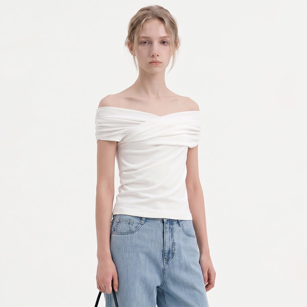 LOOKAST MADELEINE CROSS OFF-SHOULDER T-SHIRT_3colors