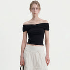 LOOKAST MADELEINE CROSS OFF-SHOULDER T-SHIRT_3colors