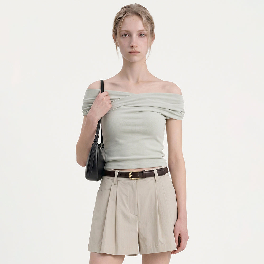 LOOKAST MADELEINE CROSS OFF-SHOULDER T-SHIRT_3colors