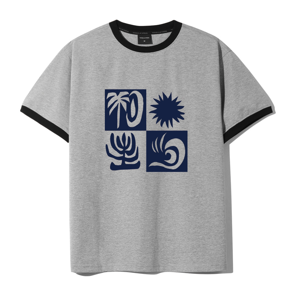 VIVA LA VIDA Coral Ringer Short Sleeve T-Shirt