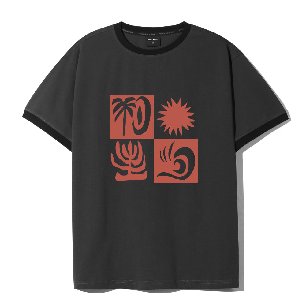 VIVA LA VIDA Coral Ringer Short Sleeve T-Shirt