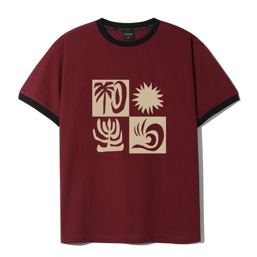 VIVA LA VIDA Coral Ringer Short Sleeve T-Shirt