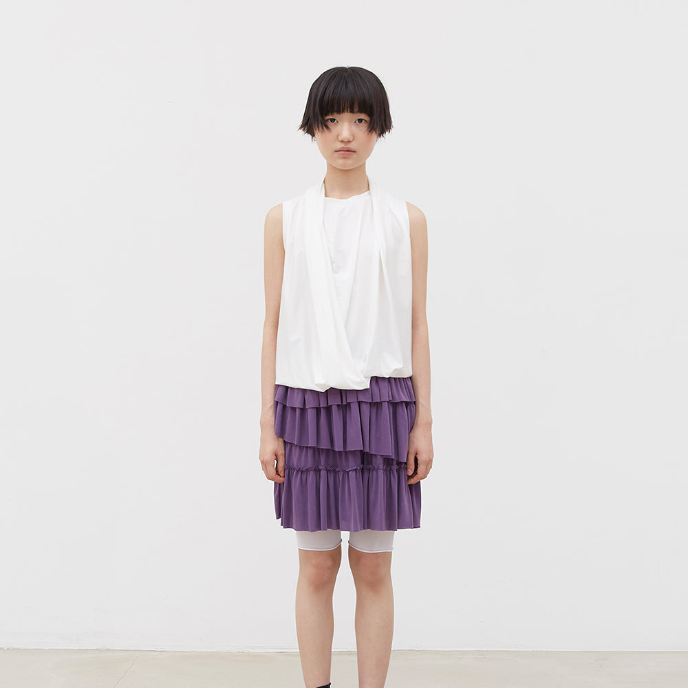 COSMOSS DRAPE FOLD SLEEVELESS (WHITE)