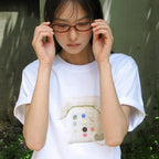 RONRON BUTTON RETRO TELEPHONE T SHIRT WHITE