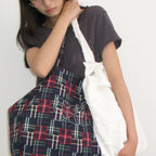 RONRON STRING SHIRRING RUFFLE T SHIRT CHARCOAL