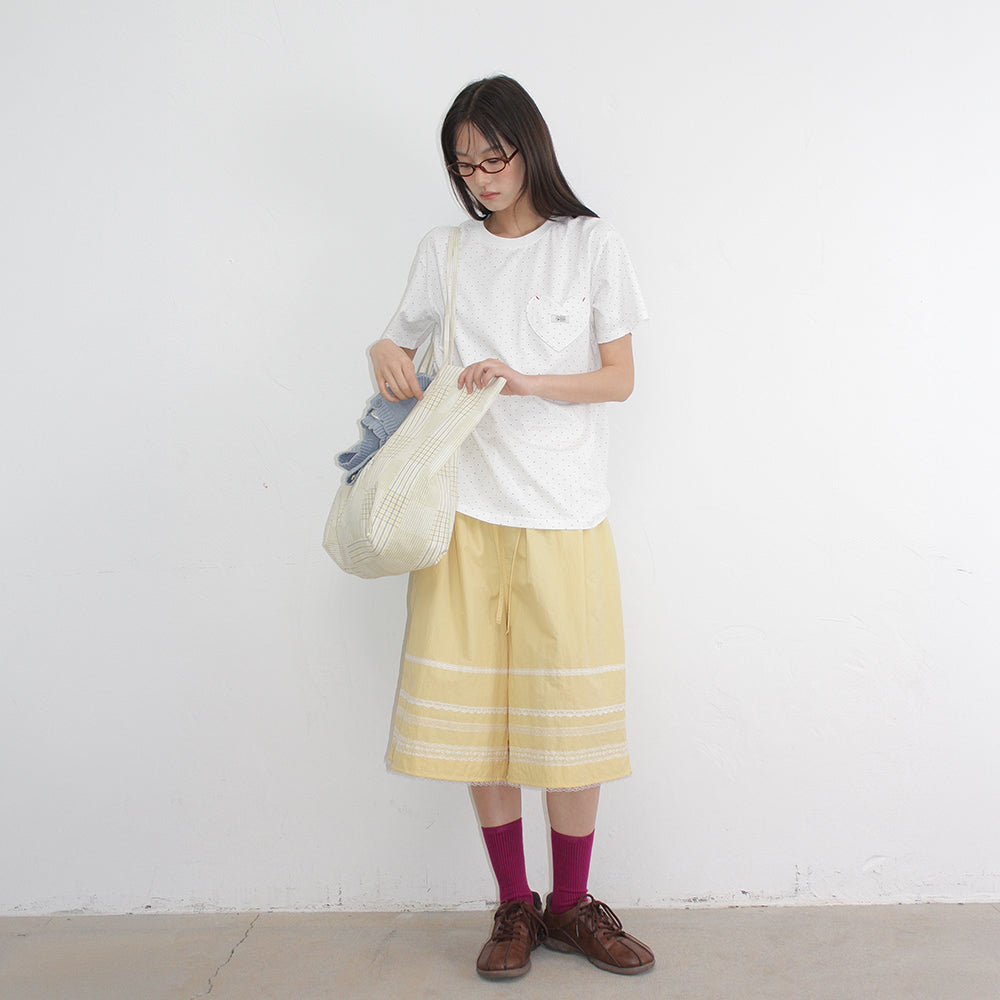 RONRON HERAT POCKET BASIC FIT T SHIRT DOT WHITE