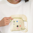 RONRON BUTTON RETRO TELEPHONE T SHIRT WHITE
