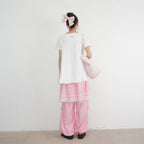 RONRON STRING SHIRRING RUFFLE T SHIRT WHITE