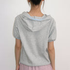 RONRON WAFFLE BUTTON HALF SLEEVE HOODIE GREY