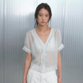 PoeteSeoul MIST FRILL BLOUSE_mint