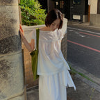 YE Lily Drape Twist Blouse - White