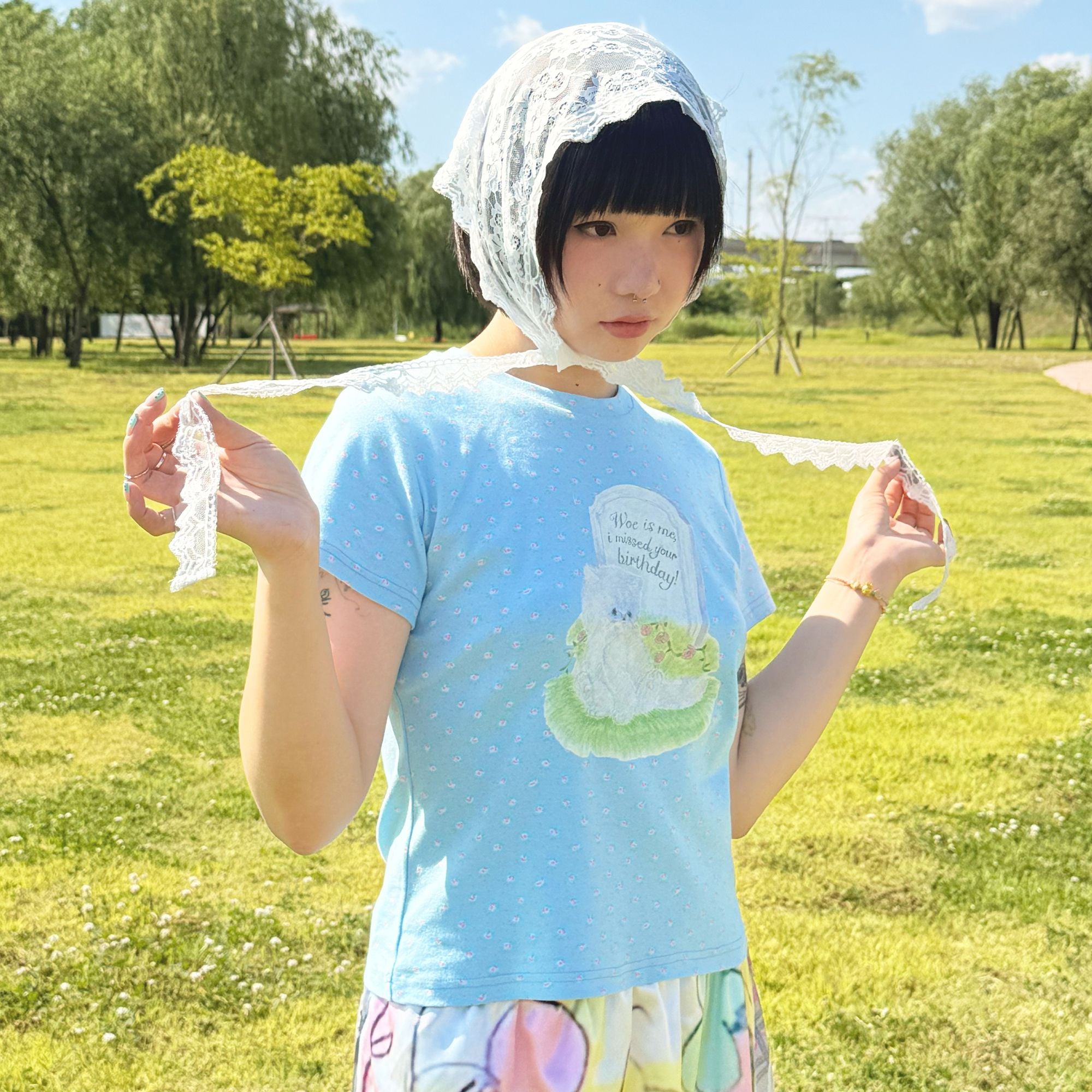 YOUTHBATH YB x Motka Flower Cat Tee_Light Blue