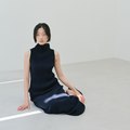 Moon Lee Summer Pleats Sleeveless Top_Navy