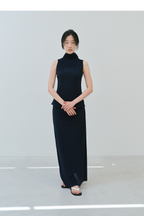 Moon Lee Summer Pleats Sleeveless Top_Navy