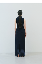 Moon Lee Summer Pleats Sleeveless Top_Navy