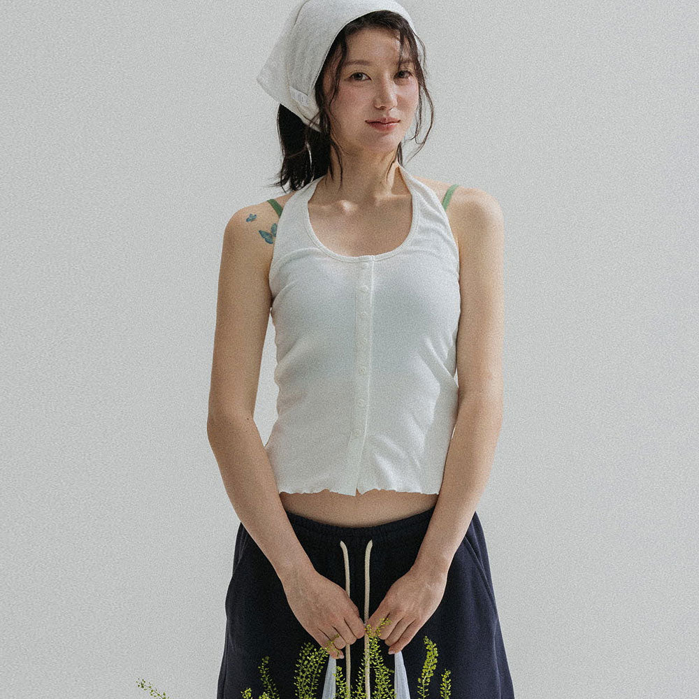 ANNEHEARTS Button Point Cami Top_IVORY