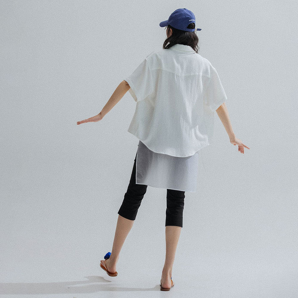 ANNEHEARTS Soft Embroidery Cotton Shirt_IVORY
