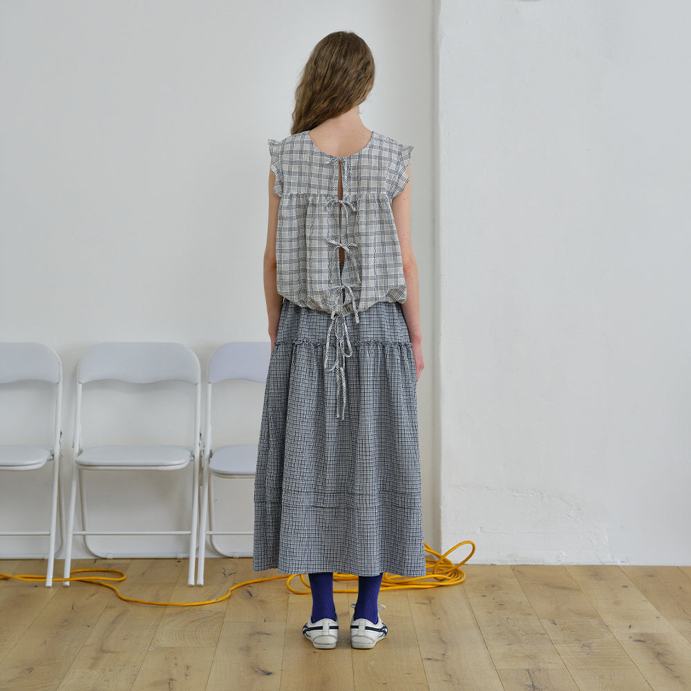 BRENDA BRENDEN SEOUL two way string blouse - check