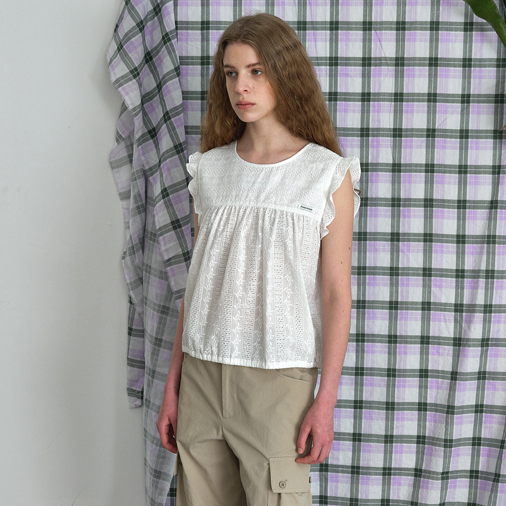 BRENDA BRENDEN SEOUL two way string blouse - check