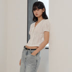 GENERAL IDEA WOMAN V-neck lace puff blouse [WHITE] / GF2LBL529