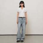 GENERAL IDEA WOMAN V-neck lace puff blouse [WHITE] / GF2LBL529