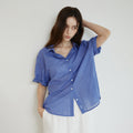 ACOVE Roll Up Check Shirt_Blue