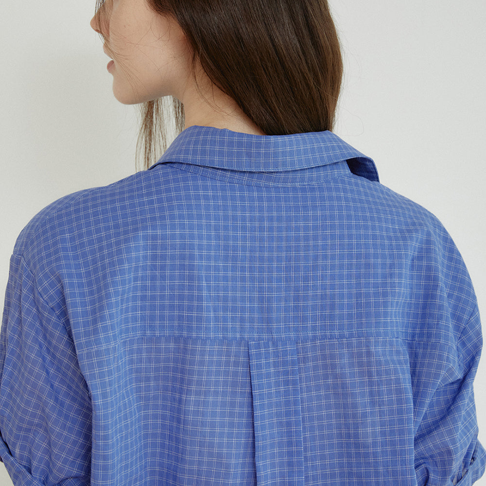 ACOVE Roll Up Check Shirt_Blue