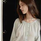 ACOVE Sheer Shirring Blouse_Mint Gray