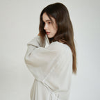 ACOVE Sheer Shirring Blouse_Mint Gray