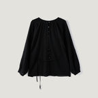 ACOVE Sheer Shirring Blouse_Black