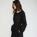 ACOVE Sheer Shirring Blouse_Black