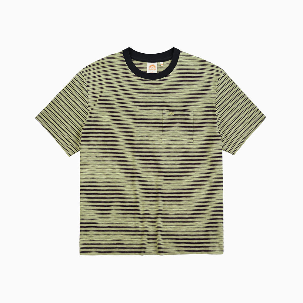 HELLO SUNRISE HS Stripe Pocket Tee_Olive