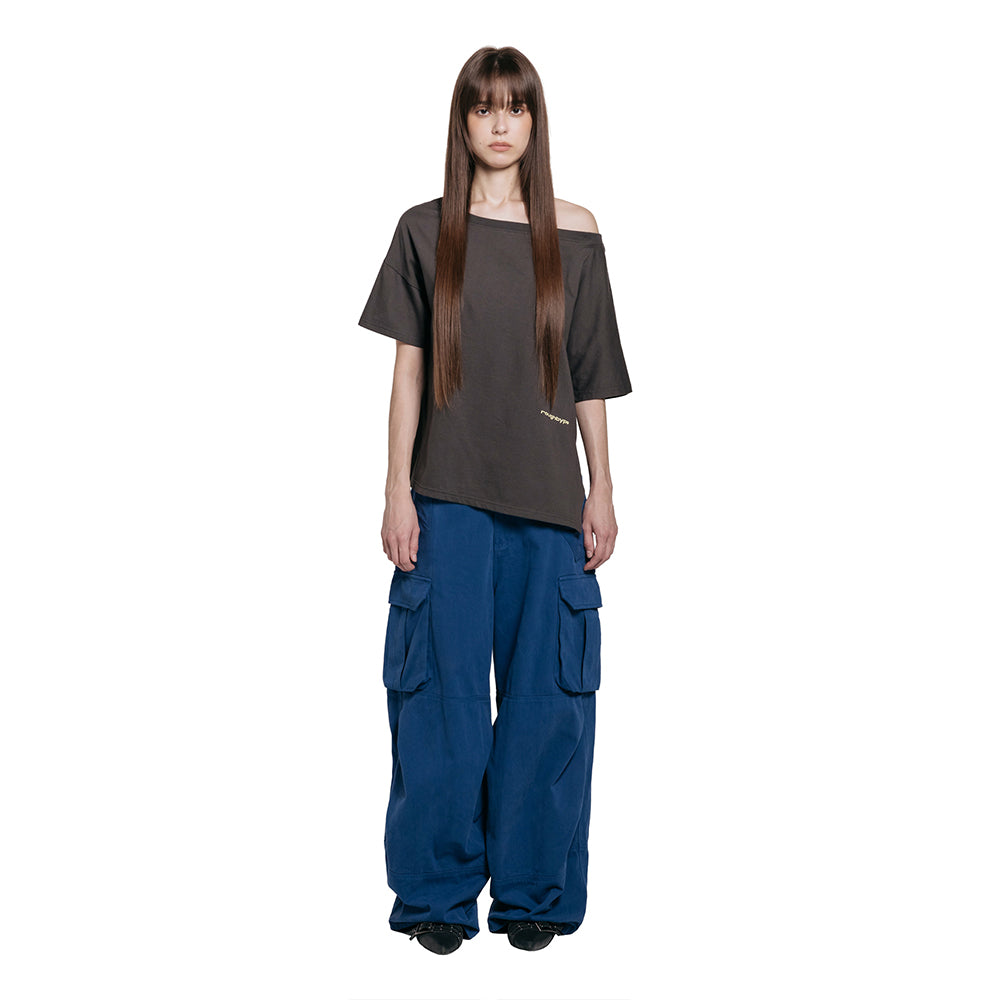 ROUGHTYPE Unbalanced Off-shoulder Short Sleeved - Charcoal