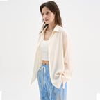 TRIP LE SENS Steady Summer Pleated Overshirt_Cream Ivory
