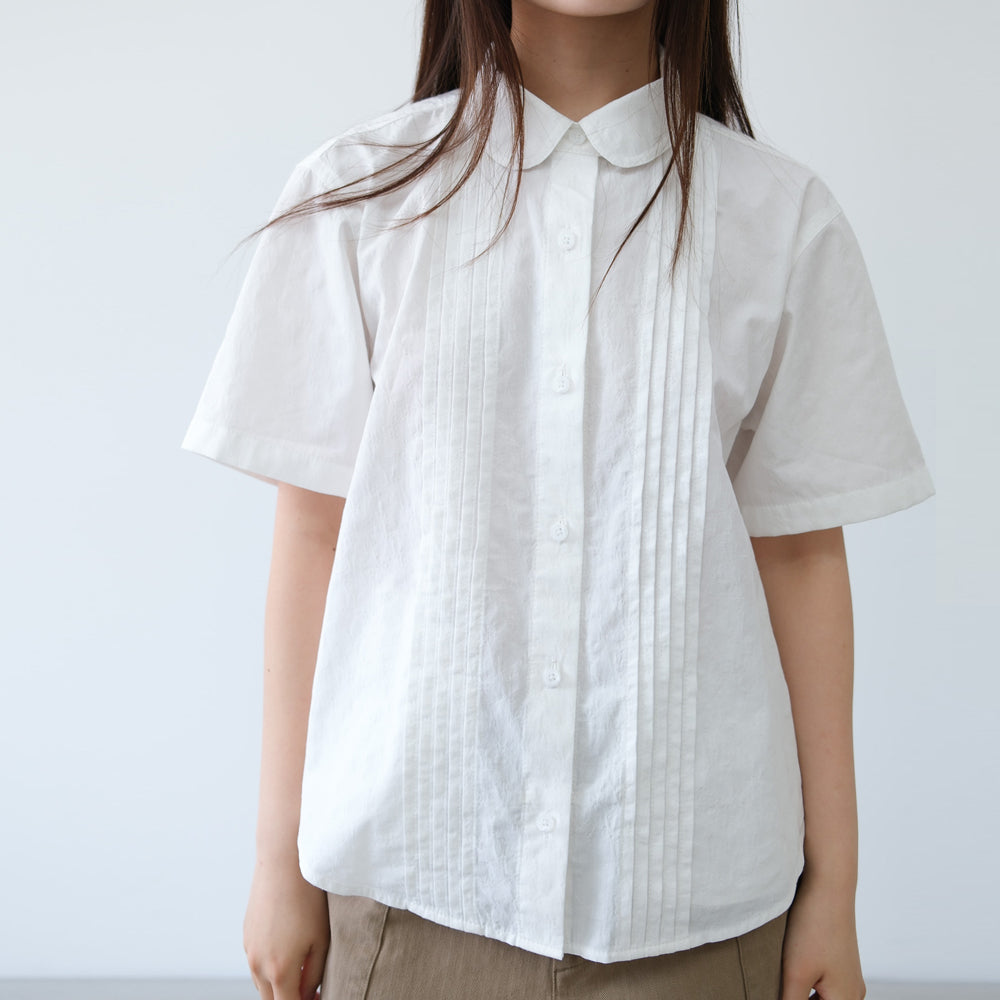 TAEY jacquard pintuck shirt (ivory)