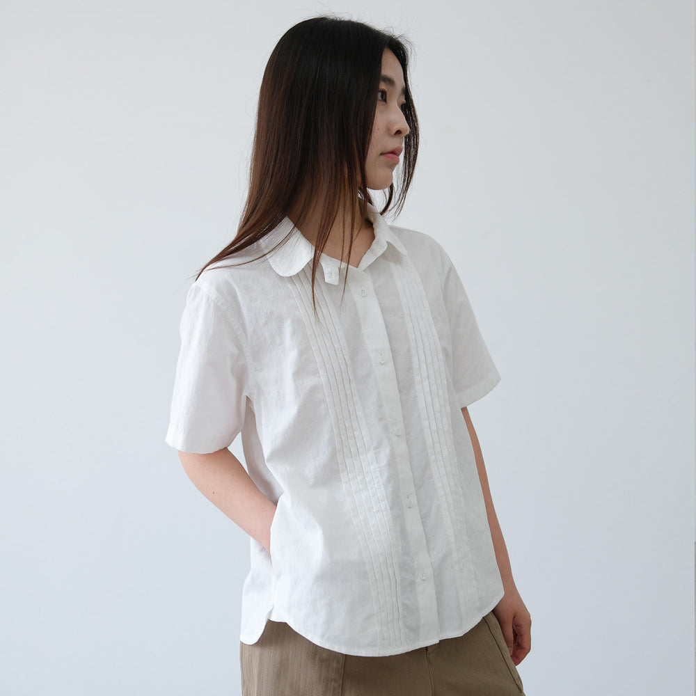 TAEY jacquard pintuck shirt (ivory)