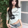 FANCY CLUB PLASTIC KISS ONE-SHOULDER TOP (MINT) F26QB051