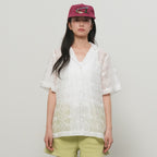 GENERAL IDEA WOMAN Embroidered Lace Half Shirt [WHITE] / GF2LSH525