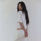LONQUE FLORAL EMBROIDERY CROP BLOUSE (IVORY)