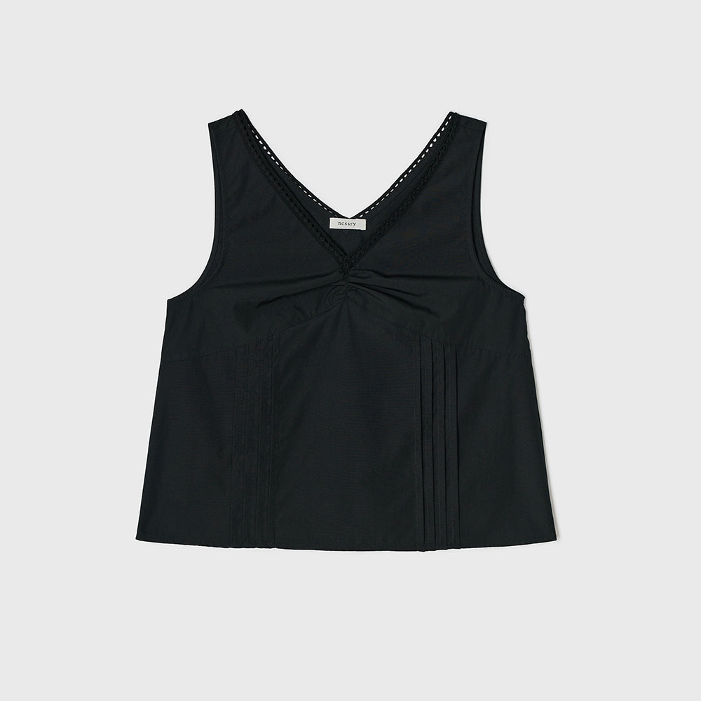 NCSSRY Lace Tuck Sleeveless Top (Black)