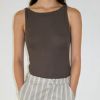 NCSSRY Boat Neck Sleeveless Top (Brown)