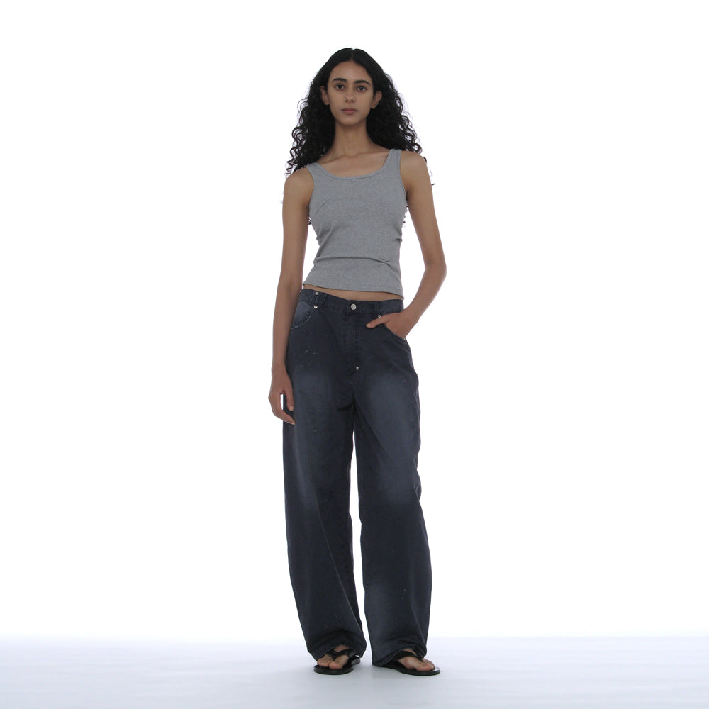 PARTIMENTO WOMEN RUCHED SLEEVELESS_MELANGE